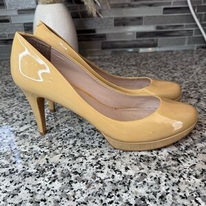 Vince Camuto Yellow Patent Leather Platform Pumps